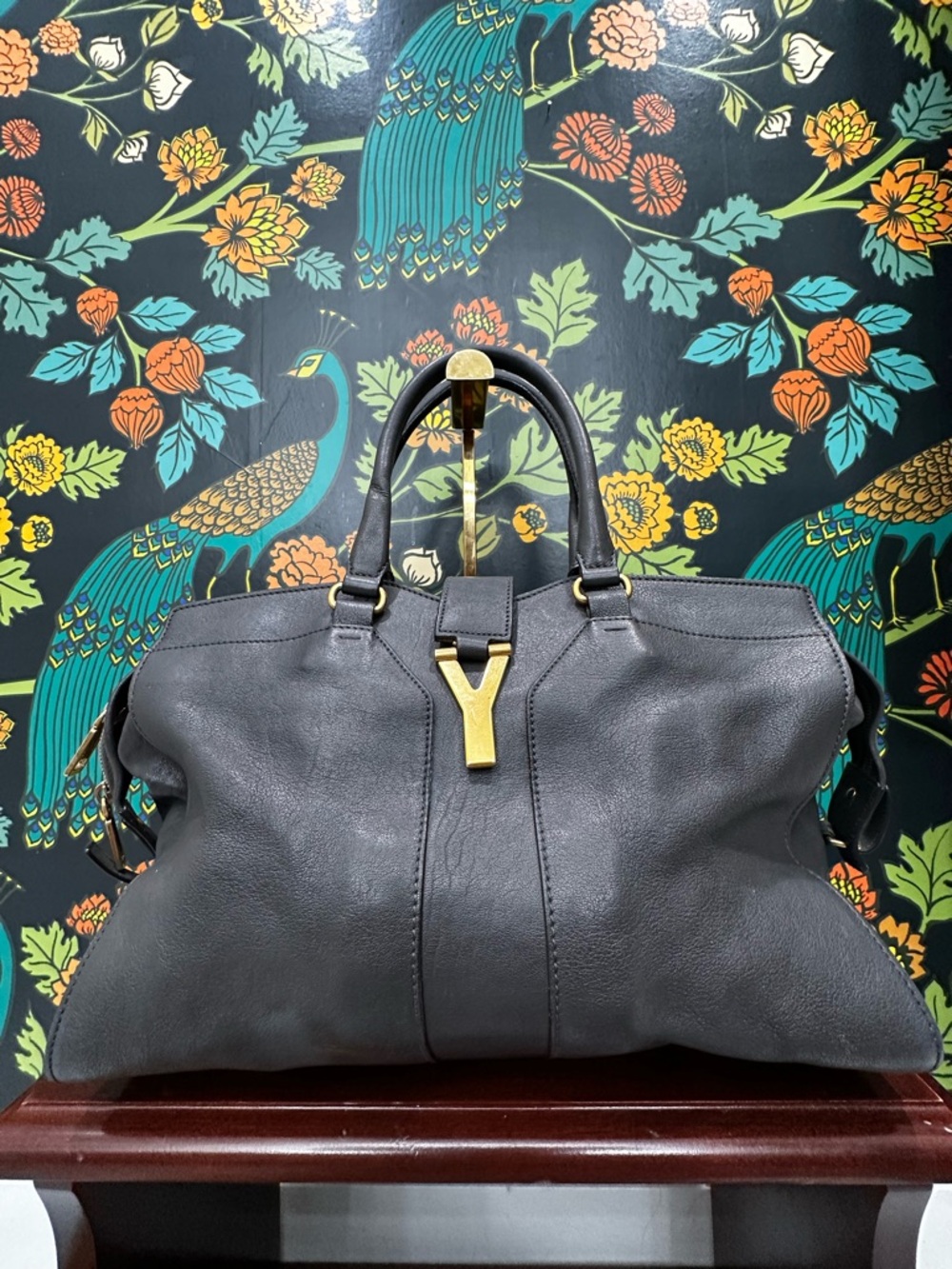 Yves Saint Laurent charcoal gray Leather Satchel with Gold Hardware - Picture 4 of 11